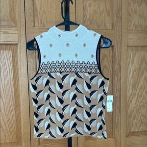 Maeve Cream and Black Patterned Tank Top